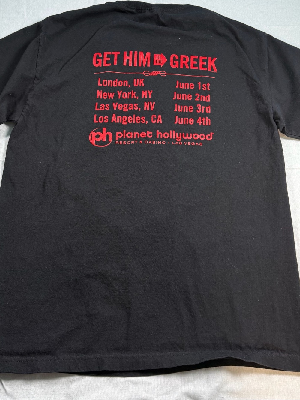 Alstyle Black T-Shirt with Red 'Get Him to the Greek' Back Graphic
